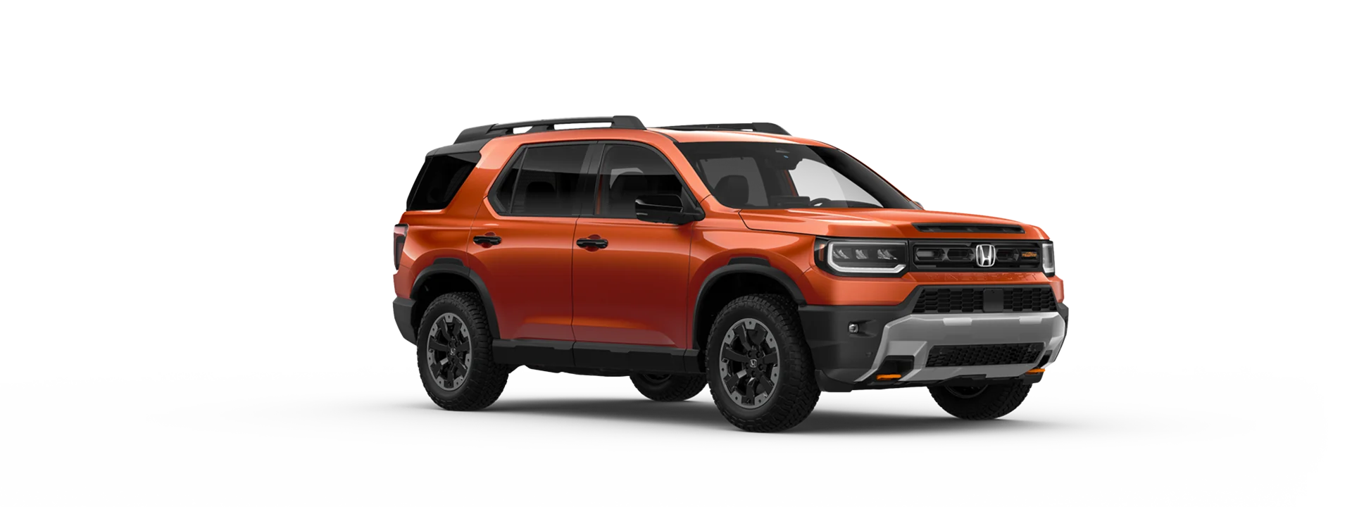 Sunset Orange Honda Passport, front three-quarter view